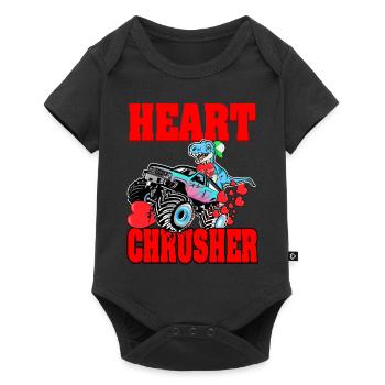 Heart Crusher T-rex Auf Monstertruck Boys - Baby Premium Kurzarmbody - Schwarz - Vorne