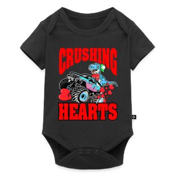 Crushing Hearts Monstertruck T-rex Boys - Baby Premium Kurzarmbody - Schwarz - Vorne