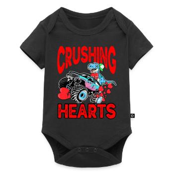 Crushing Hearts Monstertruck T-rex Boys - Baby Premium Kurzarmbody - Schwarz - Vorne