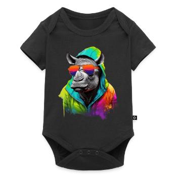 Hippopotame avec lunettes de soleil hippopotame Afrique - Body à manches courtes Premium Bébé - noir - Devant