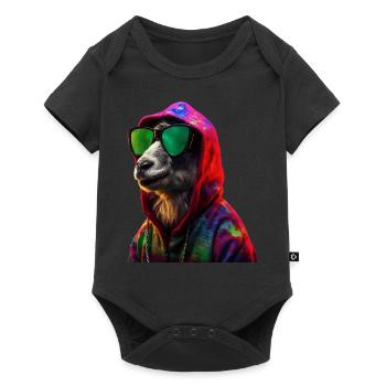 Goat with Sunglasses Colorful Cool Goats - Baby Premium short-sleeve bodysuit - black - Front