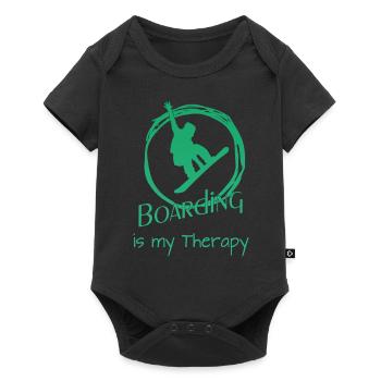 Boarding is my Therapy - Snowboard -Boarden - Baby Premium Kurzarmbody - Schwarz - Vorne