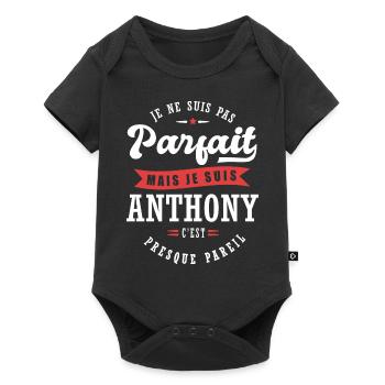 Anthony Parfait Cadeau prenom anthony - Body à manches courtes Premium Bébé - noir - Devant