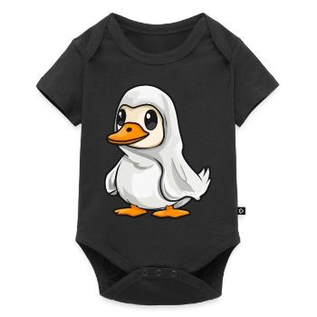 Gans Halloween Comic Geist - Baby Premium Kurzarmbody - Schwarz - Vorne