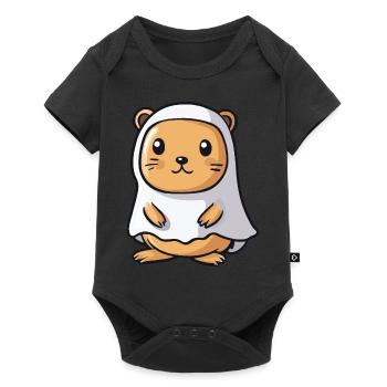 Castor Halloween Bande dessinée Fantôme - Body à manches courtes Premium Bébé - noir - Devant