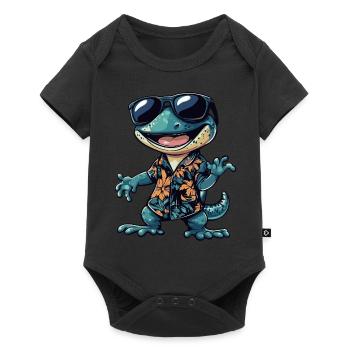 lézard bande dessinée drôle d’été - Body à manches courtes Premium Bébé - noir - Devant