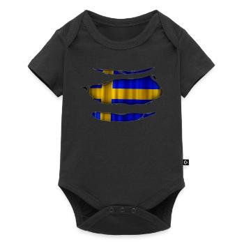 Suède Drapeau Ripped 017 - Body à manches courtes Premium Bébé - noir - Devant