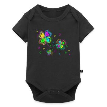 Trèfles multicolore et coeurs - Body à manches courtes Premium Bébé - noir - Devant