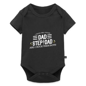 Deux papas papa et step - Body à manches courtes Premium Bébé - noir - Devant