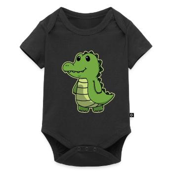Cute animal baby crocodile alligator crocodile - Baby Premium short-sleeve bodysuit - black - Front