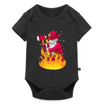 Noël Santa pompier cadeau - Body à manches courtes Premium Bébé - noir - Devant