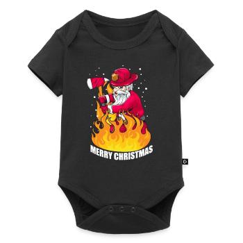 Noël Santa pompier cadeau - Body à manches courtes Premium Bébé - noir - Devant