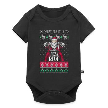 Santa Claus Motorcycle Ugly Christmas Gift - Baby Premium short-sleeve bodysuit - black - Front