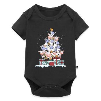 Vache vache fermier fermier cadeau de Noël - Body à manches courtes Premium Bébé - noir - Devant