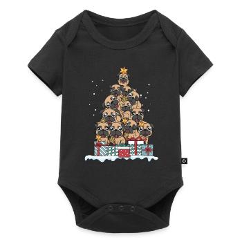 Cadeau de Noël amoureux de chien carlin - Body à manches courtes Premium Bébé - noir - Devant