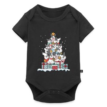 Französische Bulldogge Hund Weihnachten Geschenk - Baby Premium Kurzarmbody - Schwarz - Vorne
