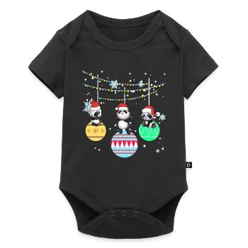 Panda panda bear animal Christmas gift - Baby Premium short-sleeve bodysuit - black - Front