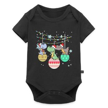 Dinosaur T-Rex Santa Christmas Gift - Baby Premium short-sleeve bodysuit - black - Front
