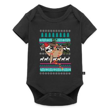 sloth sweater christmas gift - Baby Premium short-sleeve bodysuit - black - Front