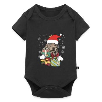 Blaireau chien noël Santa cadeau - Body à manches courtes Premium Bébé - noir - Devant