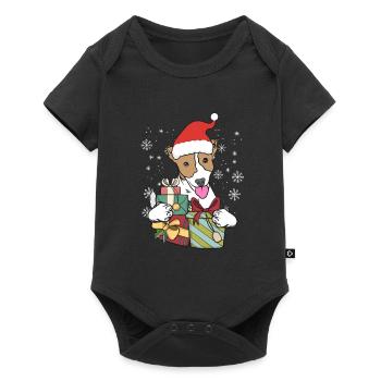 Jack Russell Russel Weihnachten Santa Geschenk - Baby Premium Kurzarmbody - Schwarz - Vorne