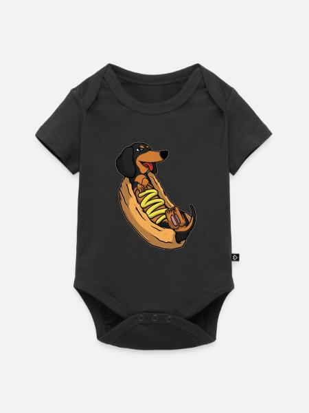Hotdog Weenie Wiener Perro Dachshund Salchicha - Body de manga corta para bebés Premium  - negro