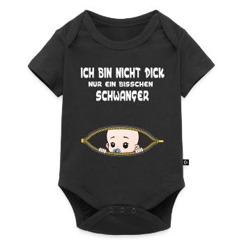Schwangerschaft Schwanger Baby Spruch Geschenk - Baby Premium Kurzarmbody - Schwarz - Vorne