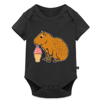 Capybara Eiscreme - Baby Premium Kurzarmbody - Schwarz - Vorne