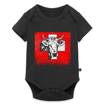 Switzerland Cow Farmer Animal Swiss Cross Gift - Baby Premium short-sleeve bodysuit - black - Front
