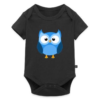 Cute Owl Night Owl Cuddly Kids Tshirt Cartoon - Baby Premium short-sleeve bodysuit - black - Front