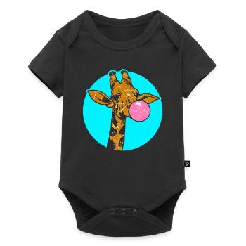 Funny girafe avec bubble-gum - Body à manches courtes Premium Bébé - noir - Devant