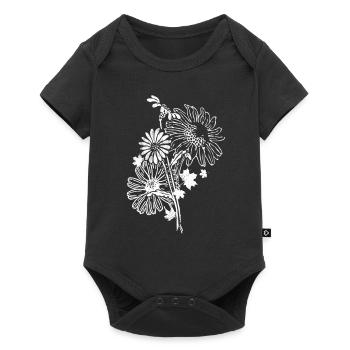 Artistic Balck And White Doodle Flowers - Baby Premium short-sleeve bodysuit - black - Front