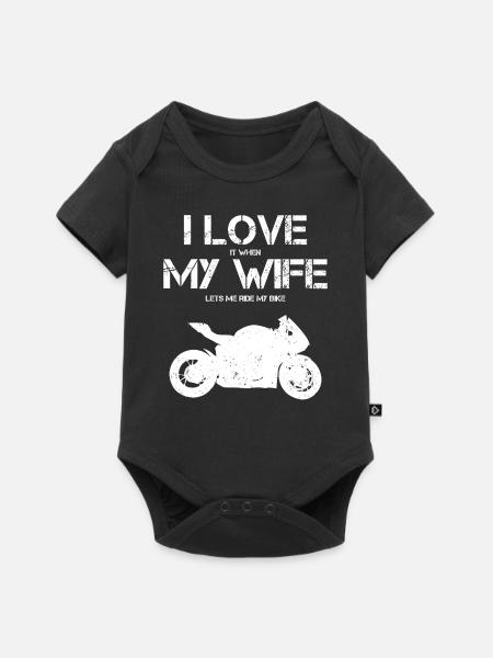 J'aime ma femme Drôle citation de moto pour les hommes - Premium kortærmet baby-body  - sort