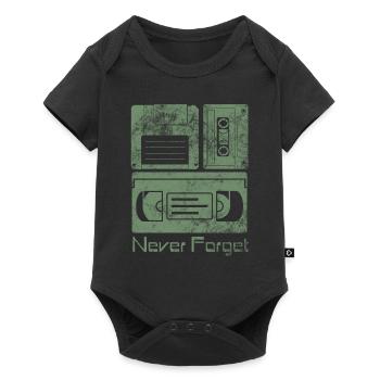 Never Forget Funny Floppy Disk VHS TAPE 80er 90er - Baby Premium Kurzarmbody - Schwarz - Vorne
