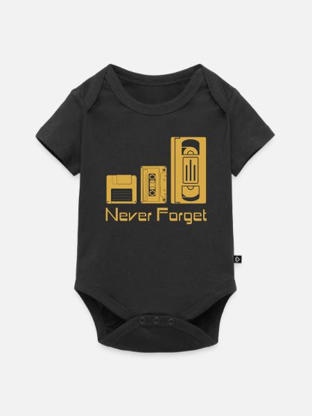 Never Forget Datenträger VHS Floppy Disc Kassette - Baby Premium Kurzarmbody - Schwarz