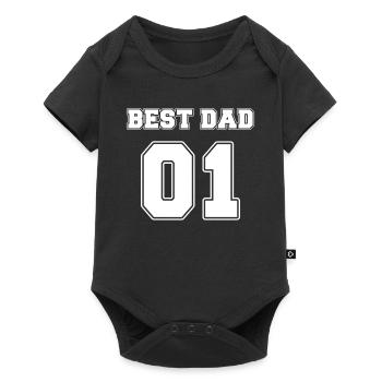 Best Dad 01 Partner Papa Vater - Baby Premium Kurzarmbody - Schwarz - Vorne
