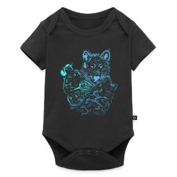 Drei Wölfe Blau - Baby Premium Kurzarmbody - Schwarz - Vorne