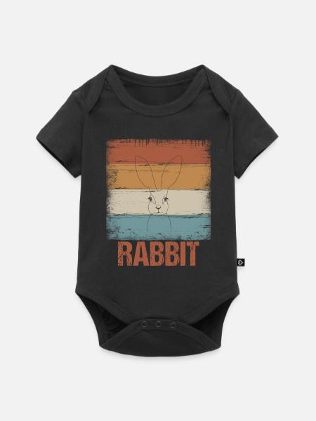 Hase Kaninchen Rabbit - Baby Premium Kurzarmbody - Schwarz