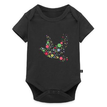 Hippie bird from flowers - Baby Premium short-sleeve bodysuit - black - Front
