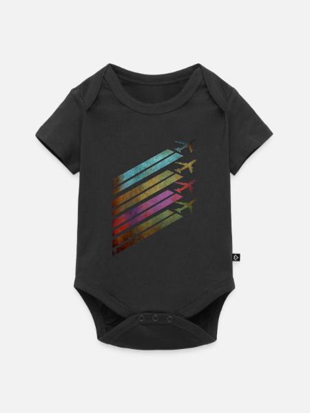 Airplanes airplanes with contrails - Baby Premium short-sleeve bodysuit - black
