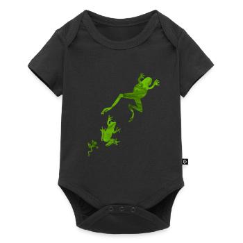 Les grenouilles vertes frogs sautent - Body à manches courtes Premium Bébé - noir - Devant