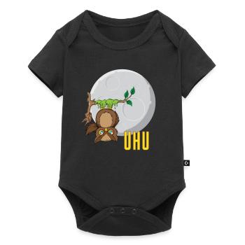 Eule vor Mond - Baby Premium Kurzarmbody - Schwarz - Vorne