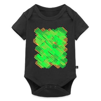 Rayures vert néon orange - Body à manches courtes Premium Bébé - noir - Devant