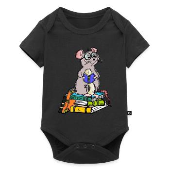 Book Nerd - Leseratte - Baby Premium Kurzarmbody - Schwarz - Vorne