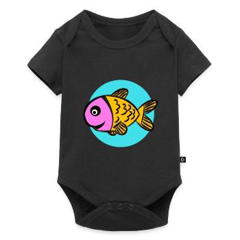 Bunter Comic Fisch - Baby Premium Kurzarmbody - Schwarz - Vorne