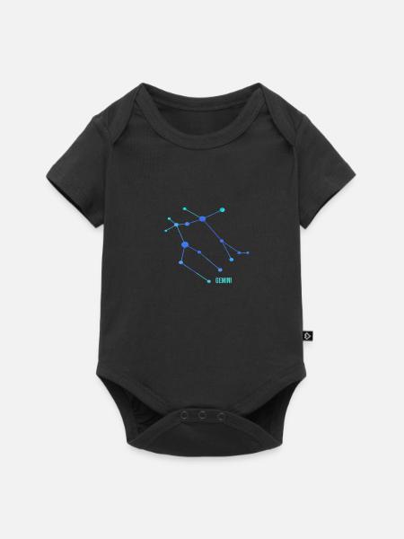 Sternzeichen Zwillinge, Gemini - Baby Premium Kurzarmbody - Schwarz