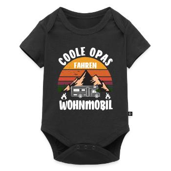 Opa Camper Camping Campingplatz Rentner - Baby Premium Kurzarmbody - Schwarz - Vorne