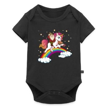 Licorne arc en ciel nain rêve endormi étoiles - Body à manches courtes Premium Bébé - noir - Devant
