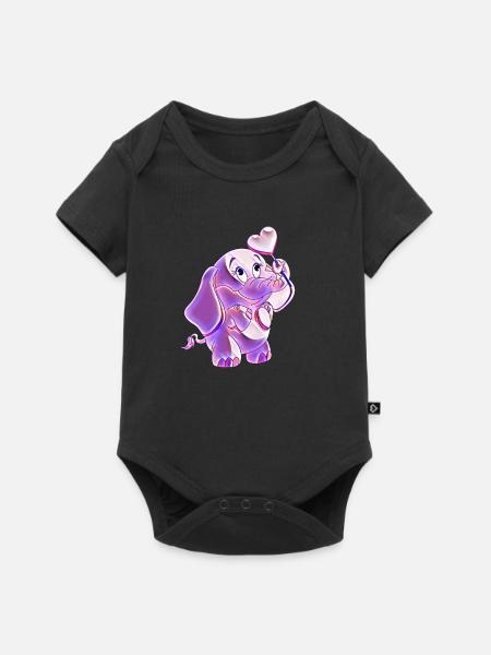 Elefant - Baby Premium Kurzarmbody - Schwarz