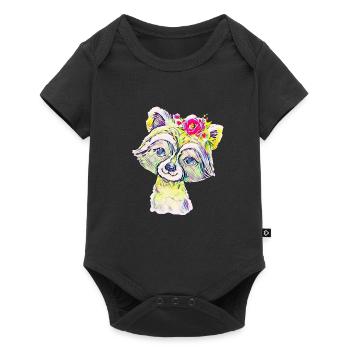 racoon - Baby Premium short-sleeve bodysuit - black - Front